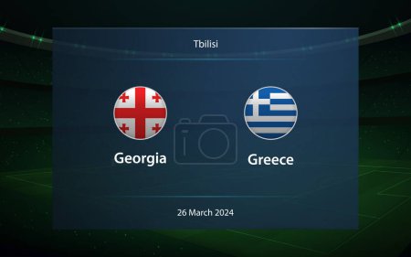 Georgia vs Greece. Europe football tournament 2024, Soccer scoreboard broadcast graphic template