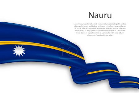 Elegant, wavy abstract representation flag of Nauru, flowing on a white background with placeholder text