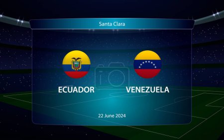 Ecuador vs Venezuela. América torneo de fútbol 2024, Cuadro de indicadores de fútbol plantilla gráfica de difusión