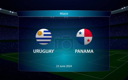 Uruguay gegen Panama. Amerika-Fußballturnier 2024, Fußball-Anzeigetafel überträgt grafische Vorlage