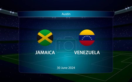 Jamaica vs Venezuela. America football tournament 2024, Soccer scoreboard broadcast graphic template