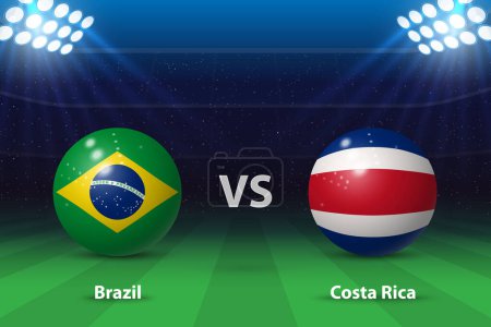 Brazil vs Costa Rica. America football tournament 2024, Soccer scoreboard broadcast graphic template
