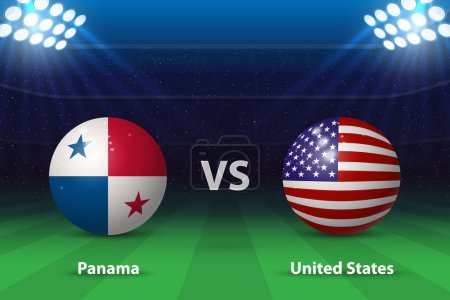 Panama vs United States. America football tournament 2024, Soccer scoreboard broadcast graphic template