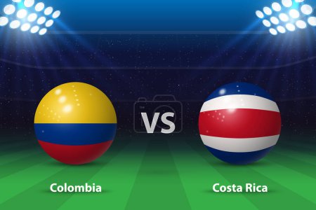 Colombia vs Costa Rica. América torneo de fútbol 2024, Cuadro de indicadores de fútbol plantilla gráfica de difusión