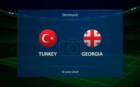 Türkei gegen Georgien. Europa-Fußballturnier 2024, Fußball-Anzeigetafel überträgt grafische Vorlage