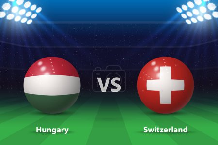 Ungarn gegen die Schweiz. Europa-Fußballturnier 2024, Fußball-Anzeigetafel überträgt grafische Vorlage