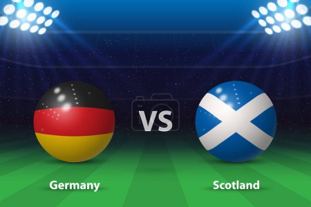 Germany vs Scotland. Europe football tournament 2024, Soccer scoreboard broadcast graphic template