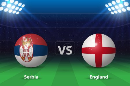 Serbien gegen England. Europa-Fußballturnier 2024, Fußball-Anzeigetafel überträgt grafische Vorlage