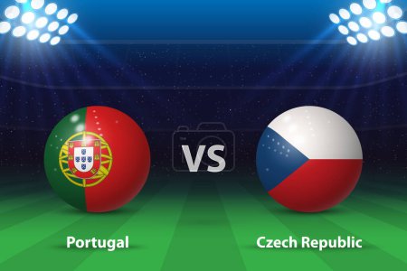 Téléchargez les illustrations : Portugal vs République tchèque. Europe tournoi de football 2024, Modèle graphique de diffusion de tableau de bord de football - en licence libre de droit