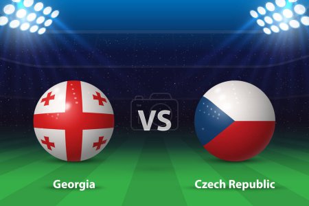 Georgia vs Czech Republic. Europe football tournament 2024, Soccer scoreboard broadcast graphic template