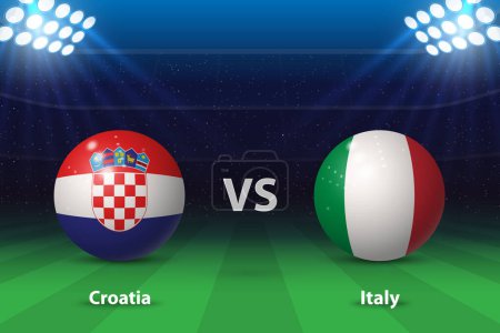 Kroatien gegen Italien. Europa-Fußballturnier 2024, Fußball-Anzeigetafel überträgt grafische Vorlage