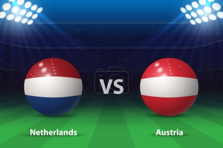 Netherlands vs Austria. Europe football tournament 2024, Soccer scoreboard broadcast graphic template