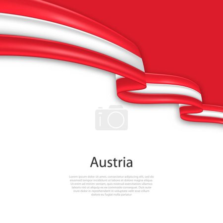 Ilustración de Cinta ondeante con bandera de Austria. Plantilla para diseño de póster día de la independencia - Imagen libre de derechos