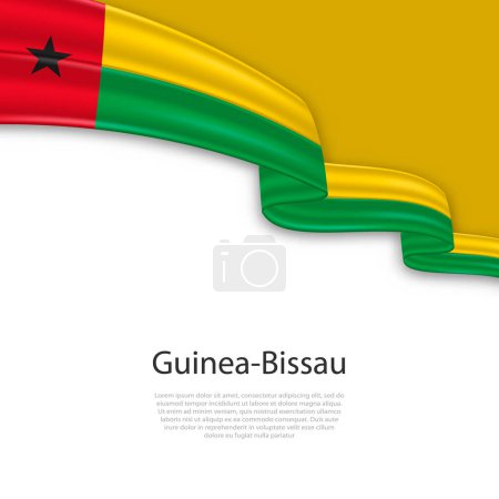 Waving ribbon with flag of Guinea Bissau. Template for independence day poster design