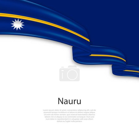 Waving ribbon with flag of Nauru. Template for independence day poster design
