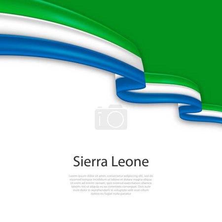Illustration for Waving ribbon with flag of Sierra Leone. Template for independence day poster design - Royalty Free Image