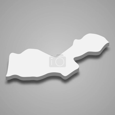 3d isometric map of Dire Dawa is a region of Ethiopia, vector illustration
