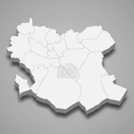 3d isometric map of Saida is a region of Algeria, vector illustration