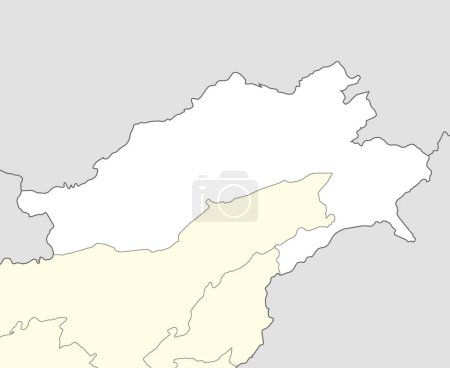 Mapa de ubicación de Arunachal Pradesh es un estado de India con estado vecino y país