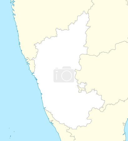 Lageplan von Karnataka ist ein Bundesstaat von Indien mit Nachbarstaat und -land