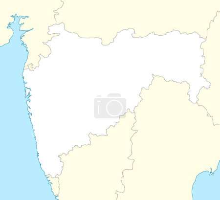 Lageplan von Maharashtra ist ein Bundesstaat von Indien mit Nachbarstaat und -land