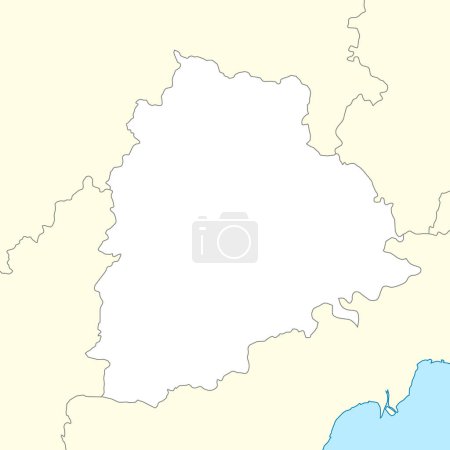 Lageplan von Telangana ist ein Bundesstaat von Indien mit Nachbarstaat und -land
