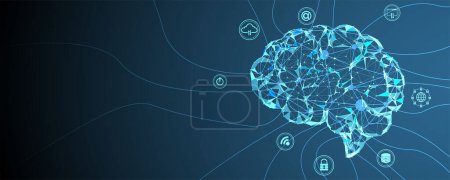 Ilustración de Resumen Inteligencia artificial. Computación en nube. El aprendizaje automático. Fondo web de tecnología. Concepto virtual trasfondo futurista - Imagen libre de derechos