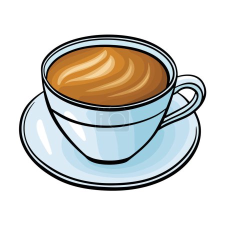 Foto de Taza de café o té, gráfico de dibujos animados o estilo de boceto dibujado a mano en blanco y negro e ilustración en color - Imagen libre de derechos