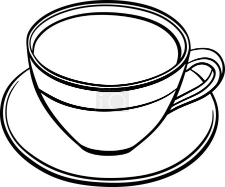 Foto de Taza de café o té, estilo de tinta, gráfico o dibujo dibujado a mano ilustración vectorial en blanco y negro. Página para colorear. Ilustración vectorial - Imagen libre de derechos