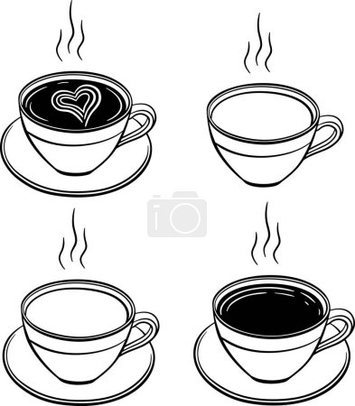 Foto de Taza de café o té, estilo de tinta, gráfico o dibujo dibujado a mano ilustración vectorial en blanco y negro. Página para colorear. Ilustración vectorial. Estilo de grabado - Imagen libre de derechos