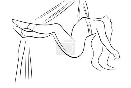 Foto de Dibujo de línea en blanco y negro minimalista dibujado a mano de una niña silhoutte. Arte de línea. Ilustración vectorial - Imagen libre de derechos