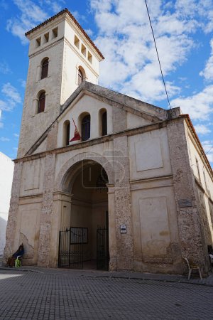 Photo for Parish church of our lady of assumption from 16th in african MAZAGAN city, Morocco, clear blue sky in 2023 warm sunny winter day on January - vertical - Royalty Free Image