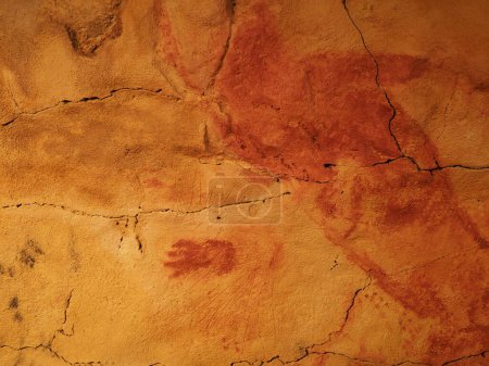 Polychrome animal in Altamira cave near European Santillana del Mar town in Cantabria province in Spain in 2019 on September.