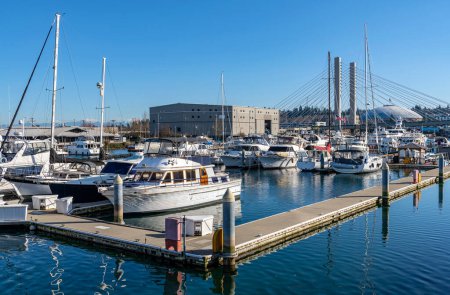 Photo for Tacoma waterfront marina and buildings Washington state. - Royalty Free Image