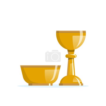 Téléchargez les illustrations : Ciboria doré et calice. Symbole catholique. Article d'église - en licence libre de droit