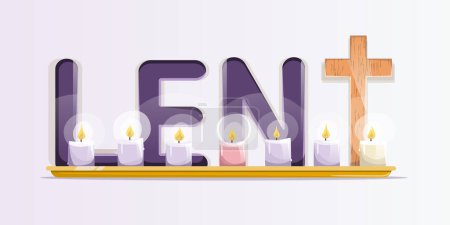 Illustration for Lent season concept with a cross and candles - Royalty Free Image