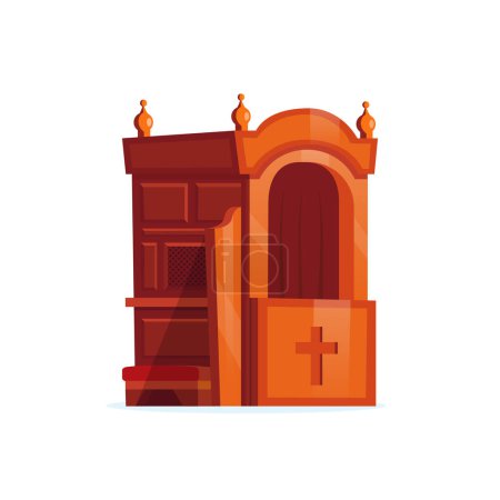 Illustration for Wooden confessional. Isolated church furniture - Royalty Free Image