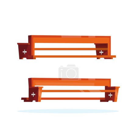 Illustration for Wooden pews set. Isolated church furniture - Royalty Free Image