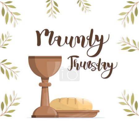 Illustration for Maundy Thursday banner with chalice and bread - Royalty Free Image