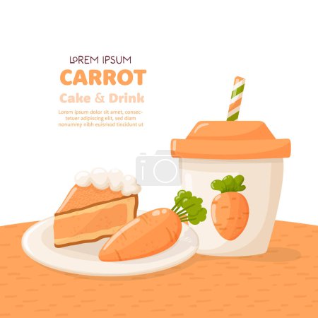 Banner con una taza de plástico y un pastel de zanahoria