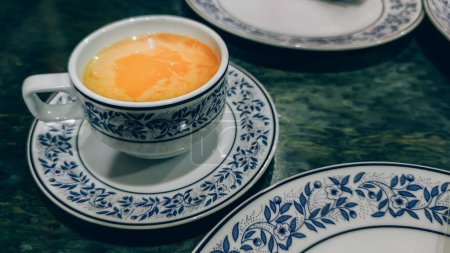 Photo for Masala tea drink Indian street food. Traditional masala chai tea cup hot milk tea Indian style - Royalty Free Image