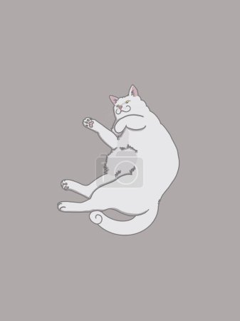 Foto de Dibujar dibujos animados gatos en diferentes poses carácter colección lindo gato. Estilo. Conjunto de animales de raza pura aislados sobre fondo - Imagen libre de derechos