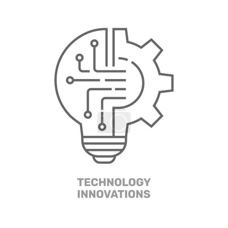 Innovationsikone. Glühbirne und Rädchen im Inneren, Innovationssymbol. Vektorillustration. EPS 10.