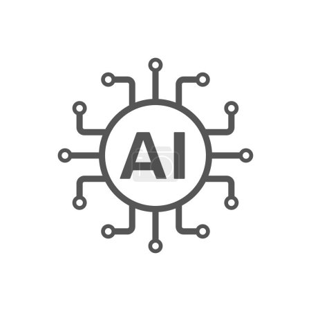 Ilustración de Inteligencia Artificial, chip de procesador AI símbolo de icono de diseño gráfico, logotipo, sitio web, redes sociales. Trazo Editable. EPS 10. - Imagen libre de derechos