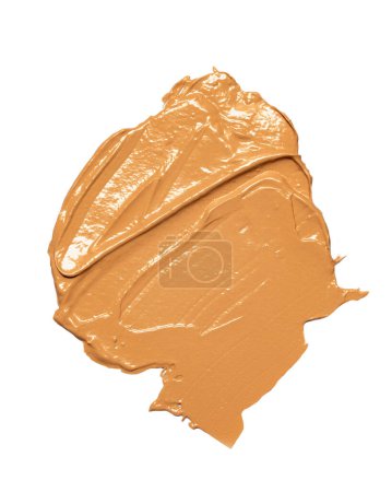 Photo for Liquid makeup foundation, bb-cream isolated on white background. Gently beige strokes and texture of makeup foundation. liquid tonal cream smear. - Royalty Free Image