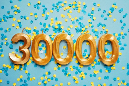 30000 followers card. Template for social networks, blogs. followers card. Festive Background Social media celebration banner. 30k online community fans. 30 thirty thousand subscriber