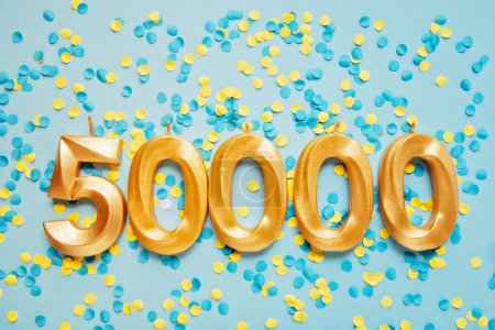 50000 followers card. Template for social networks, blogs. Festive Background Social media celebration banner. 50k online community fans. 50 fifty thousand subscriber