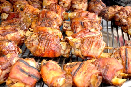 Photo for Display of a beautiful grill of roasted pork shanks - Royalty Free Image