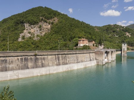 Photo for The gigantic dam that forms Lake Turano in the province of Rieti in Lazio, Italy - Royalty Free Image