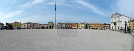 Photo for Palmanova, Udine, Friuli Venezia Giulia - 04-7-2023 - The immense square of the city of Palmanova, called the starry city due to its star shape and surrounded by a mighty bastion. the square today is called "Piazza Grande", after being called "Piazza - Royalty Free Image